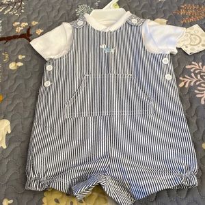 Little me overall short set